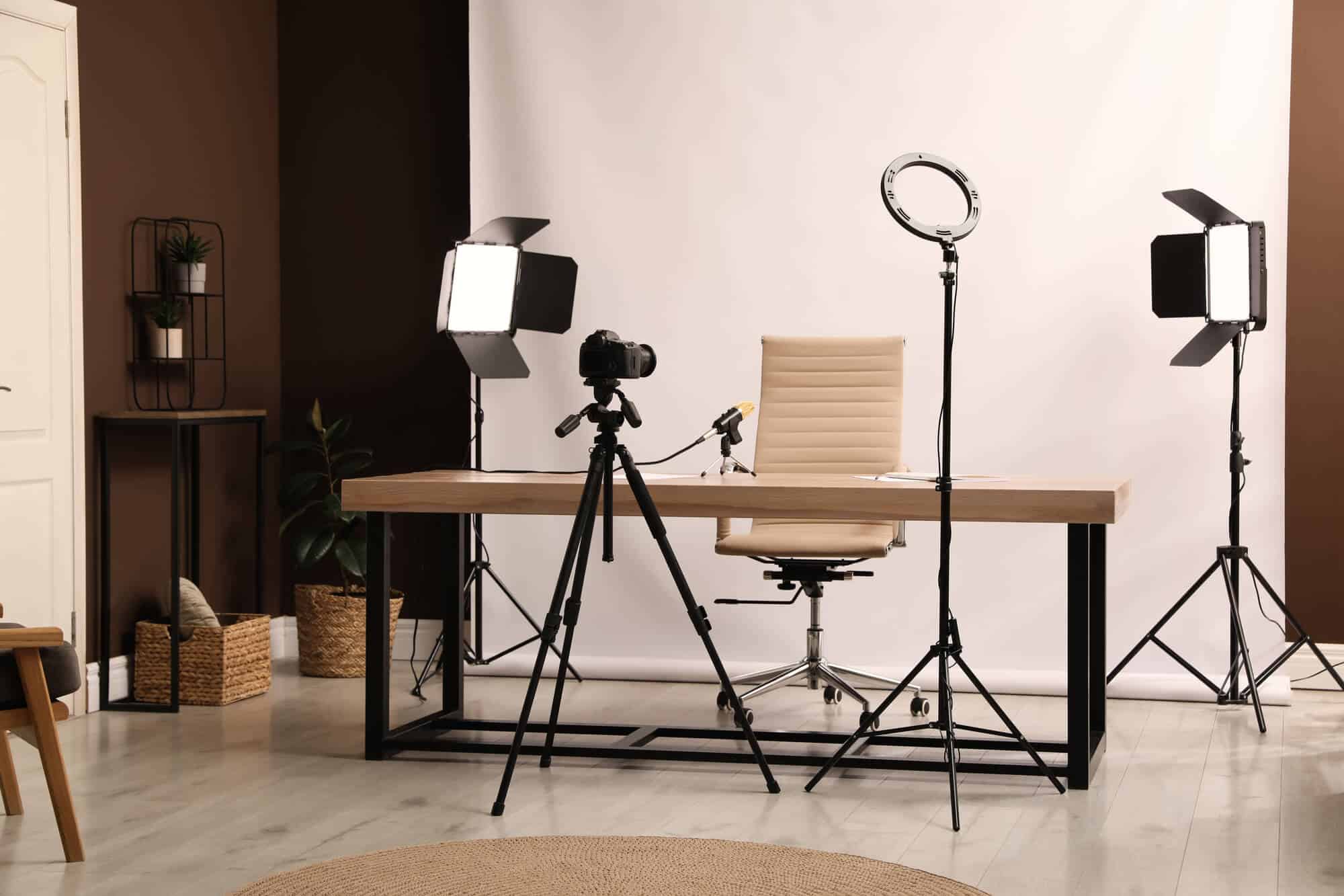 professional cameras and lighting