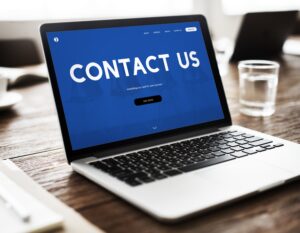 contact us page on laptop