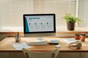 workplace with computer screen on a website