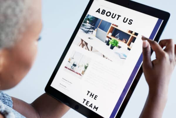 Marketing, advertising and tablet with a business woman or graphic designer working on a presentati.