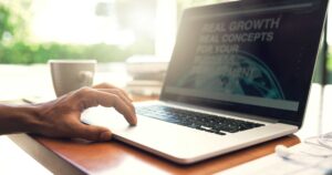 man using laptop with business online presence