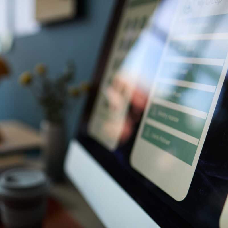 close up of computer on a webpage screen