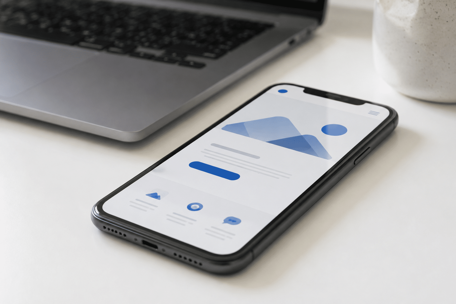 Minimalist tech workspace details