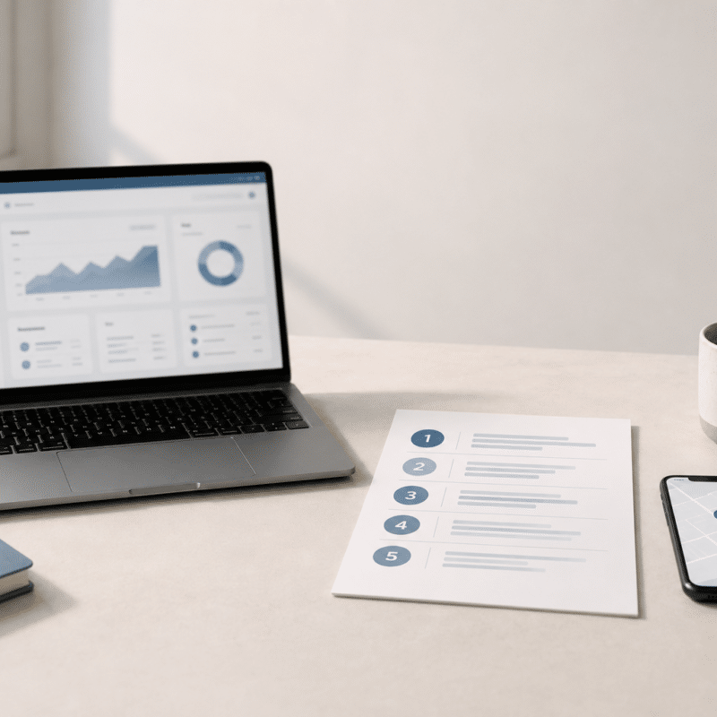 Minimalist workspace with modern tools