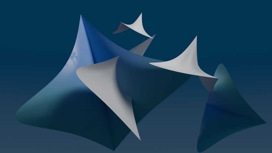 Abstract blue curved forms on a deep blue background